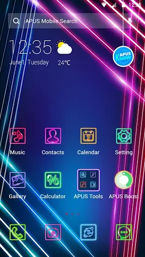 Blue Purple Neon APUS Launcher theme screenshot 1
