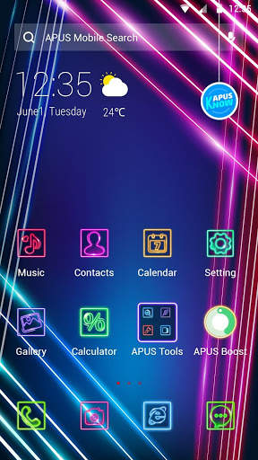 Blue Purple Neon APUS Launcher theme screenshot 1