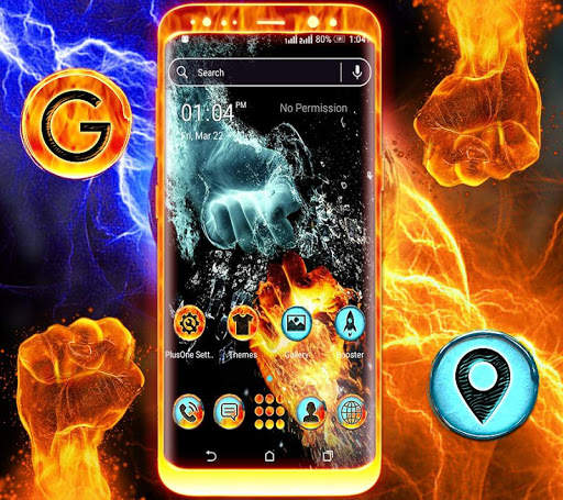 Fire Ice Hand Launcher Theme screenshot 1