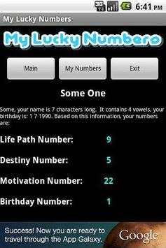 My Lucky Numbers screenshot 2