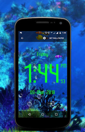 Aquarium digital clock live wallpaper screenshot 6