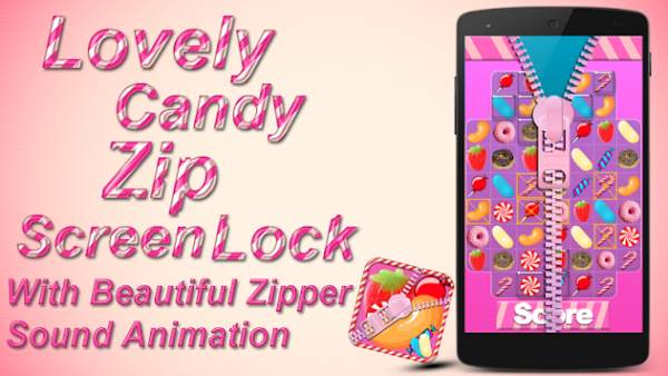 Lovely Candy Zip Screen Lock screenshot 1