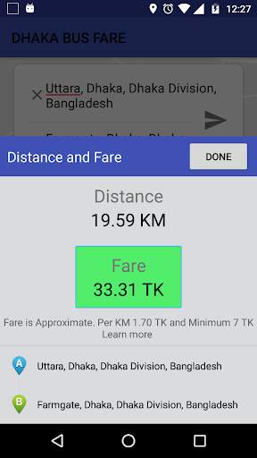 নির্ধারিত বাস ভাড়া -  BUS FARE screenshot 2