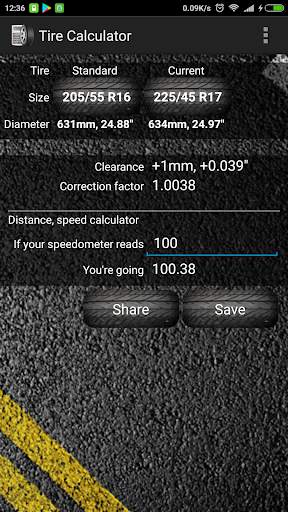 Tire calculator скриншот 1