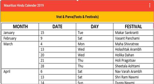 Mauritius Hindu Calendar 2019 screenshot 4