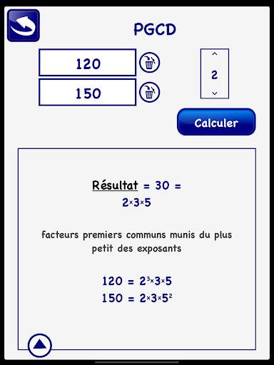 Calcul PPCM PGCD Facteurs premiers LITE screenshot 6