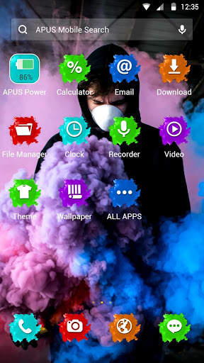 Man in smoke APUS Launcher theme screenshot 2