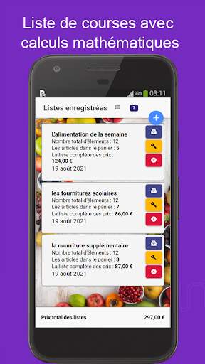 Liste de courses avec prix screenshot 1