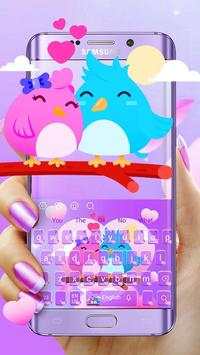 Purple Cute Love Birds Couple Keyboard Theme screenshot 3