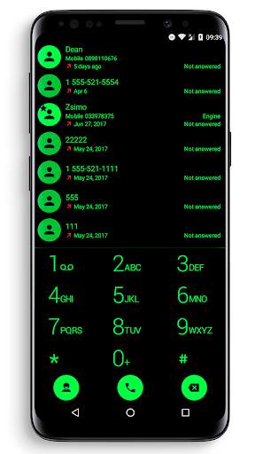 Dialer Theme Black Green drupe screenshot 1
