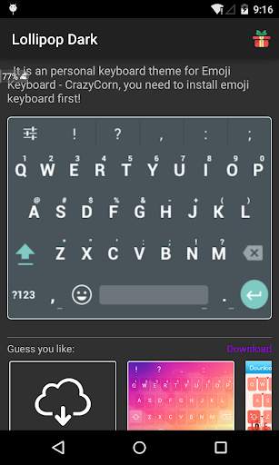 Emoji Keyboard - Lollipop Dark screenshot 4