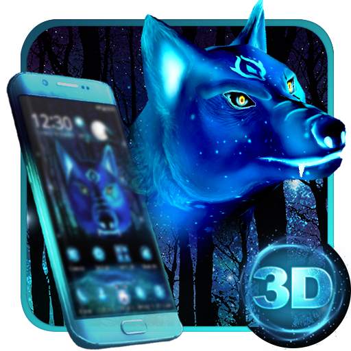 Unique 3D Blue Icy Wolf Theme 1.1.1