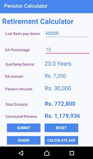 Pension Gratuity Retirement Calculators screenshot 3