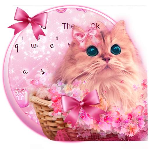 Cute Pink Kitty Love Keyboard Theme 10001002