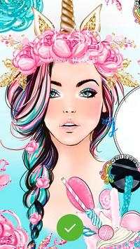 Unicorn Girl Cute Theme Wallpaper App Lock screenshot 1