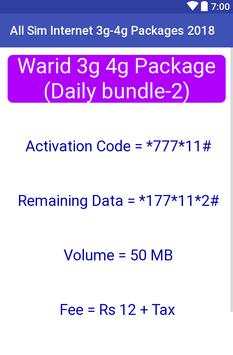All Sim Internet 3g-4g Packages 2018 screenshot 3