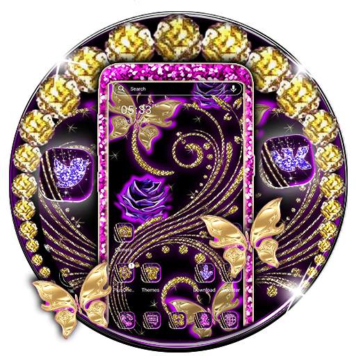 Golden Purple Butterfly Launcher Theme 2.0.0
