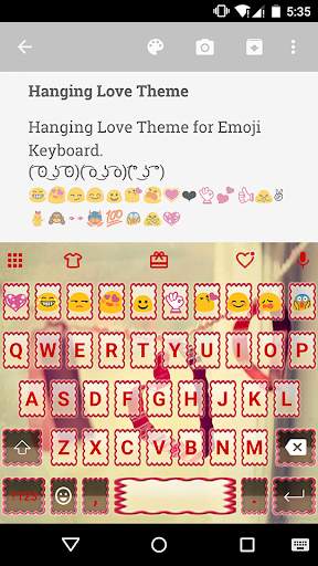 Hanging Love Emoji Keyboard screenshot 1