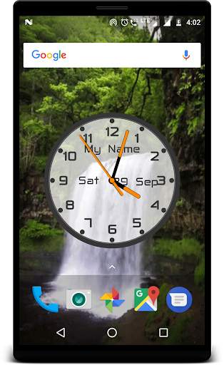 Waterfall live wallpaper with analog clock screenshot 1