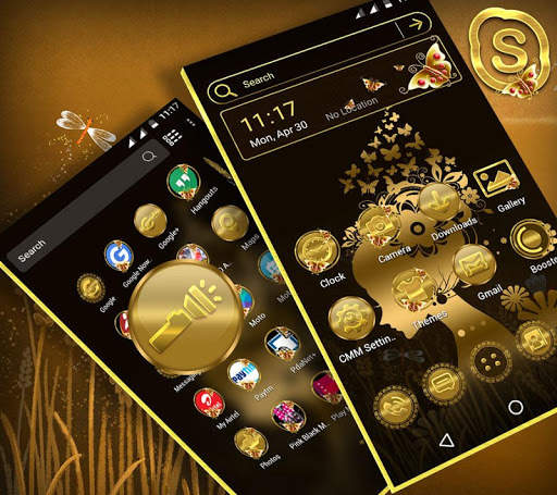 Gold Butterfly Girl Launcher Theme скриншот 2