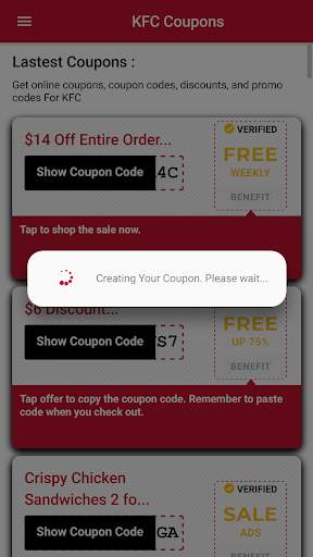 Food Coupons for KFC - Hot Discounts 🔥🔥 screenshot 2