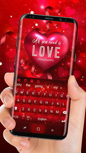 Red Love Hearts Rose Keyboard Theme screenshot 1