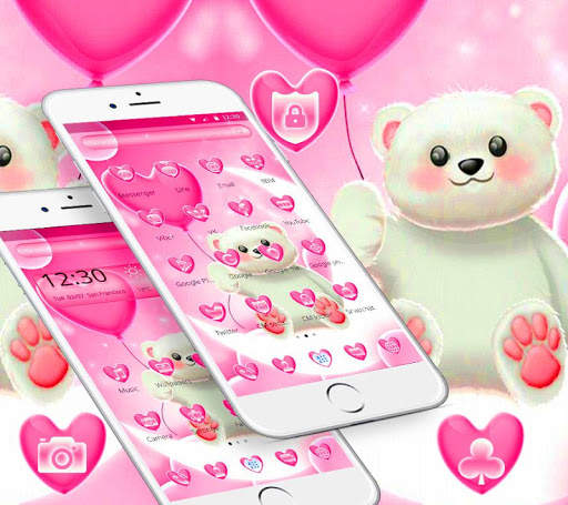 Cute Pink Teddy Theme screenshot 1