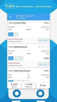 Train Seat Status Info >> Indian Rail Train Info screenshot 1