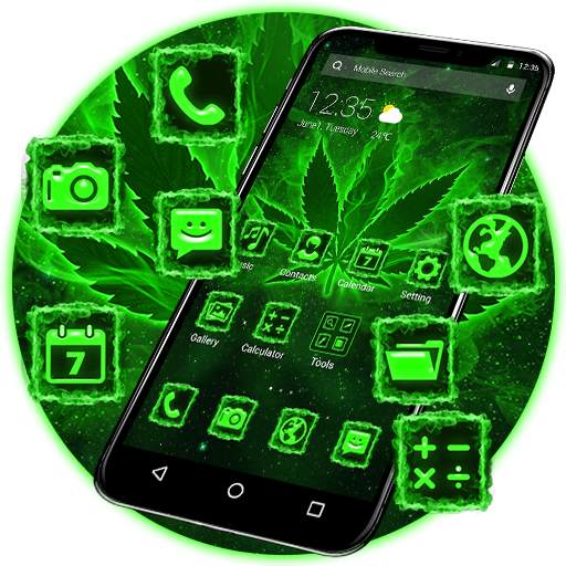 Neon Green Weed APUS Launcher Theme 43.0.1001