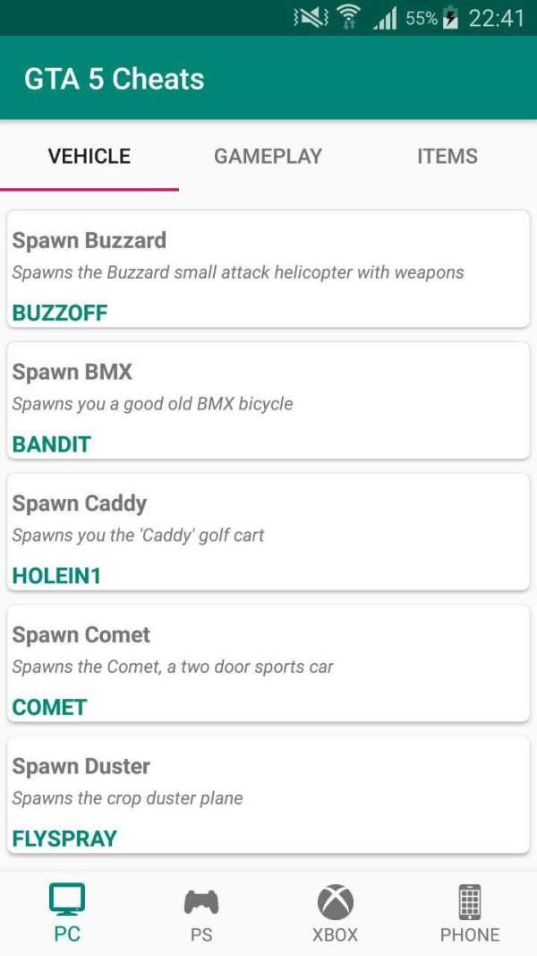 Cheats for GTA 5 screenshot 1