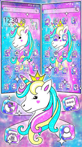 Cute Galaxy Unicorn Launcher Theme screenshot 3
