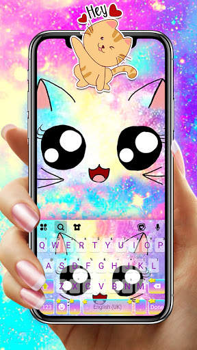Cute Galaxy Cat Keyboard Background screenshot 1