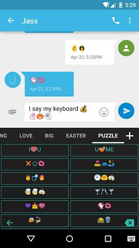 Blue Neon Emoji Keyboard Skin screenshot 4