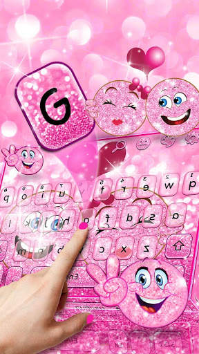 Cute Pink Glitter Emoji Theme screenshot 2