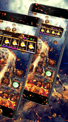 Fire Tiger 3D Glass Tech Theme screenshot 1