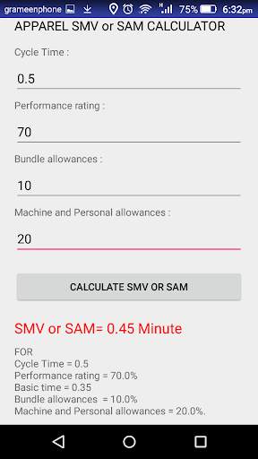 Apparel SMV or SAM Calculator скриншот 3