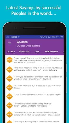Quosta : Best Quotes and Status from over Internet screenshot 2
