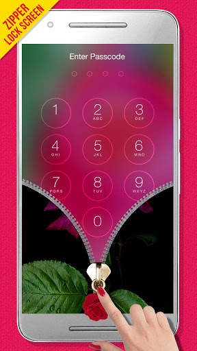 Pink Rose Zipper Lock Screen скриншот 2
