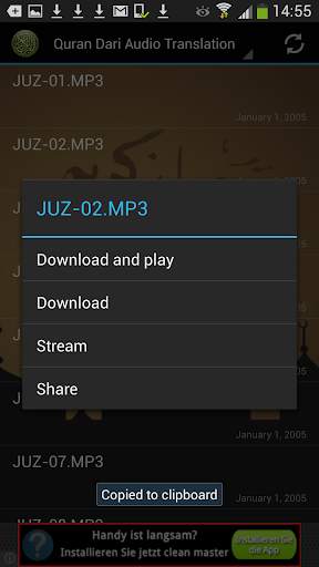 Quran Dari Audio Translation screenshot 3