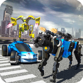 US Police Car Wild Panther Transform Robot Games icon
