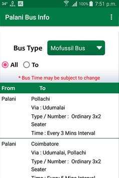 Palani Bus Info screenshot 1