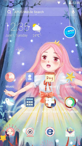 Pink Cute Girl-APUS theme & HD wallpapers 1 تصوير الشاشة