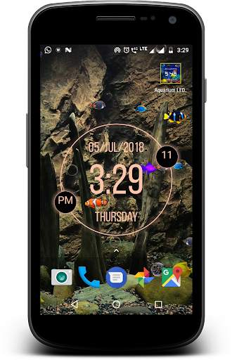 LED Digital Clock with Aquarium live wallpaper screenshot 1