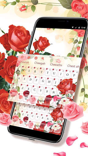 Pink Love Rose Keyboard Theme screenshot 2