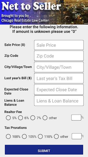 NET to SELLER Mobile App - Chicago closing costs screenshot 1