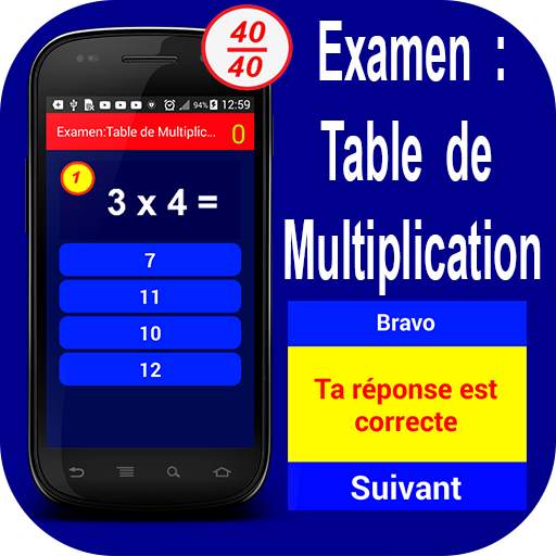 Examen pour apprendre la Table de Multiplication 1.5