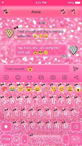 Pink Glitter Keyboard Theme स्क्रीनशॉट 3
