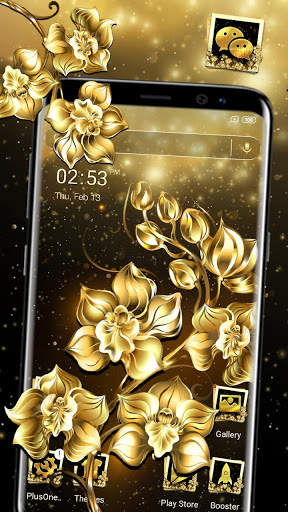 Luxury Gold Flower Launcher Theme screenshot 1