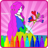Princess coloring book icon