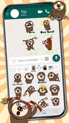 Jolly Sloth Life Emoji स्टिकर्स स्क्रीनशॉट 2